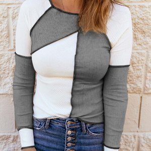 Irregular Color Block Seaming Top